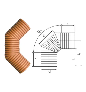 Отвод 90° ПП 460/400 канализационный гофрированный SN8-SN16
